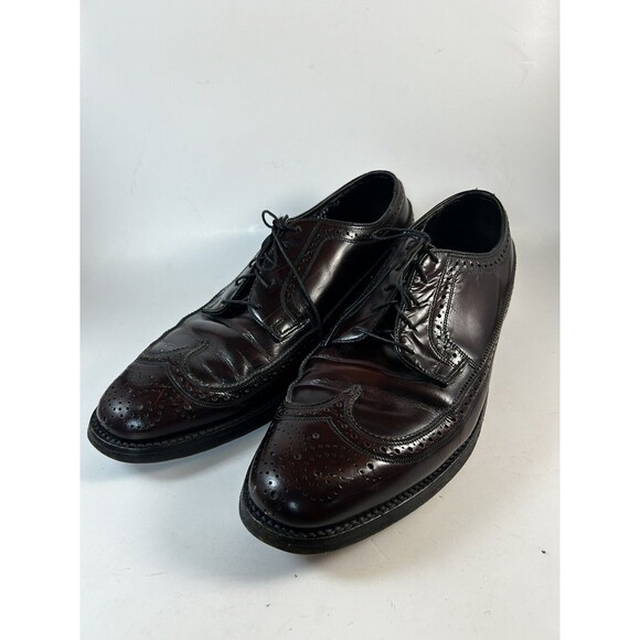 Mens Dress Shoe 9.5 D Burgundy Florsheim Brogue Wingtip Longwing Vintage 30831 main image 4